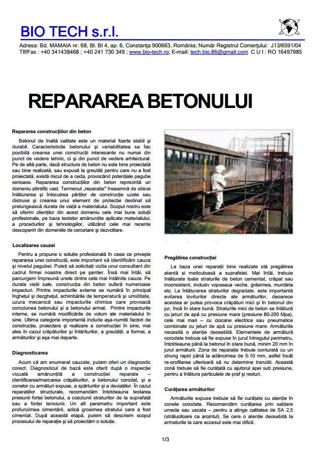 Repararea betonului