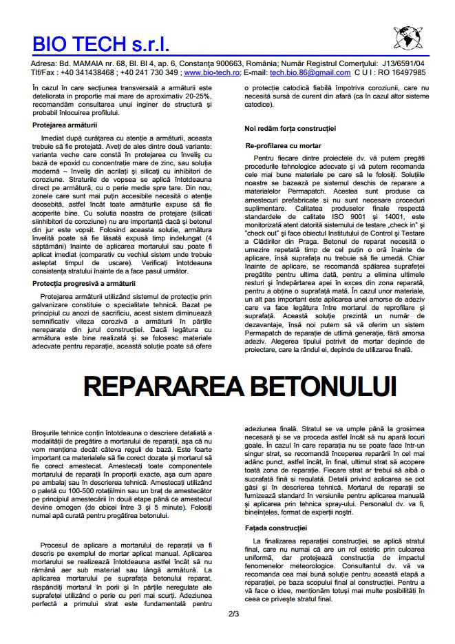 Repararea betonului