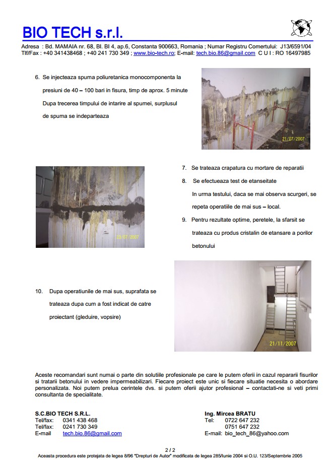 Repararea si tratarea crapaturilor in beton